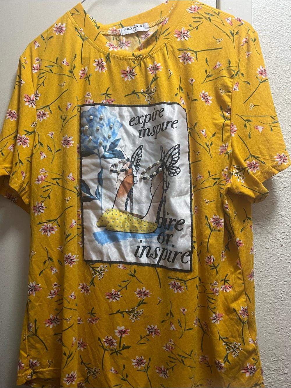 Yellow Floral Long Sleeve Graphic Tee